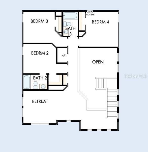 This is a floor plan showing the upper level of a house with four rooms — 11804 FULL MOON LOOP, PARRISH, FL