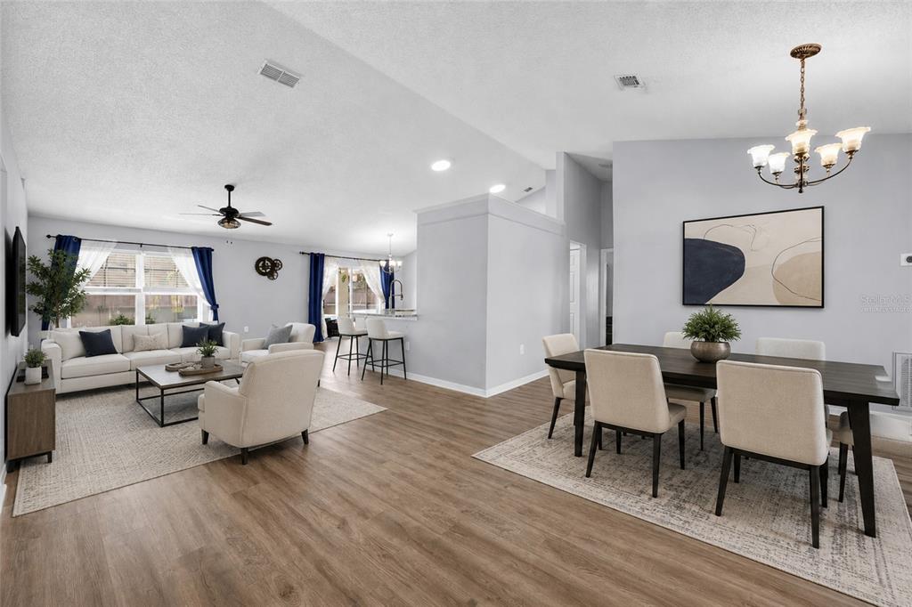 This is a floor plan of a single-story house featuring a swimming pool and garage — 2400 WOLF CREEK DRIVE, MELBOURNE, FL
