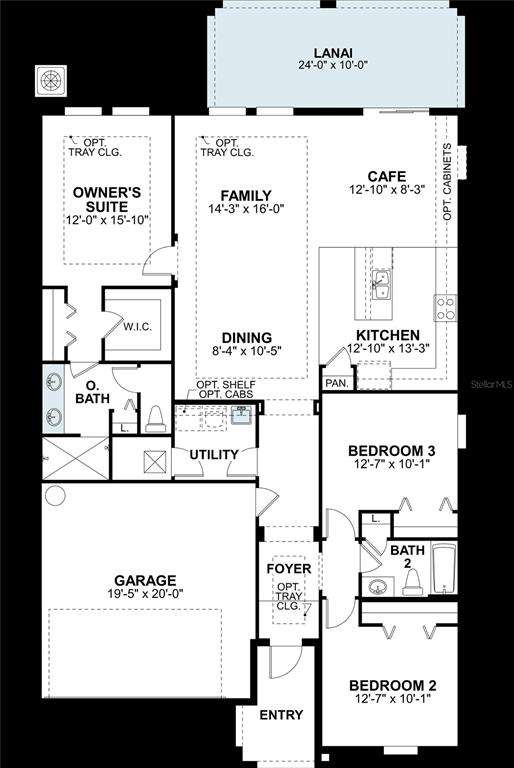 This is a floor plan for a single-story house featuring three bedrooms and a two-car garage — 5801 FREESIA DRIVE, LAKELAND, FL