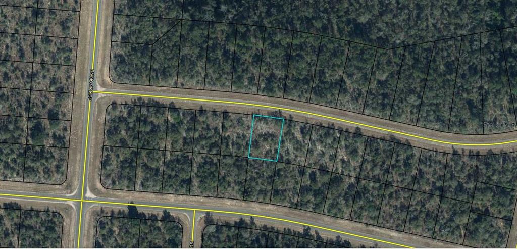 This is an aerial map showing a vacant rectangular lot outlined in blue — Lot 6 Unit 8 Blk 505 GREENBRIER DRIVE, CHIPLEY, FL