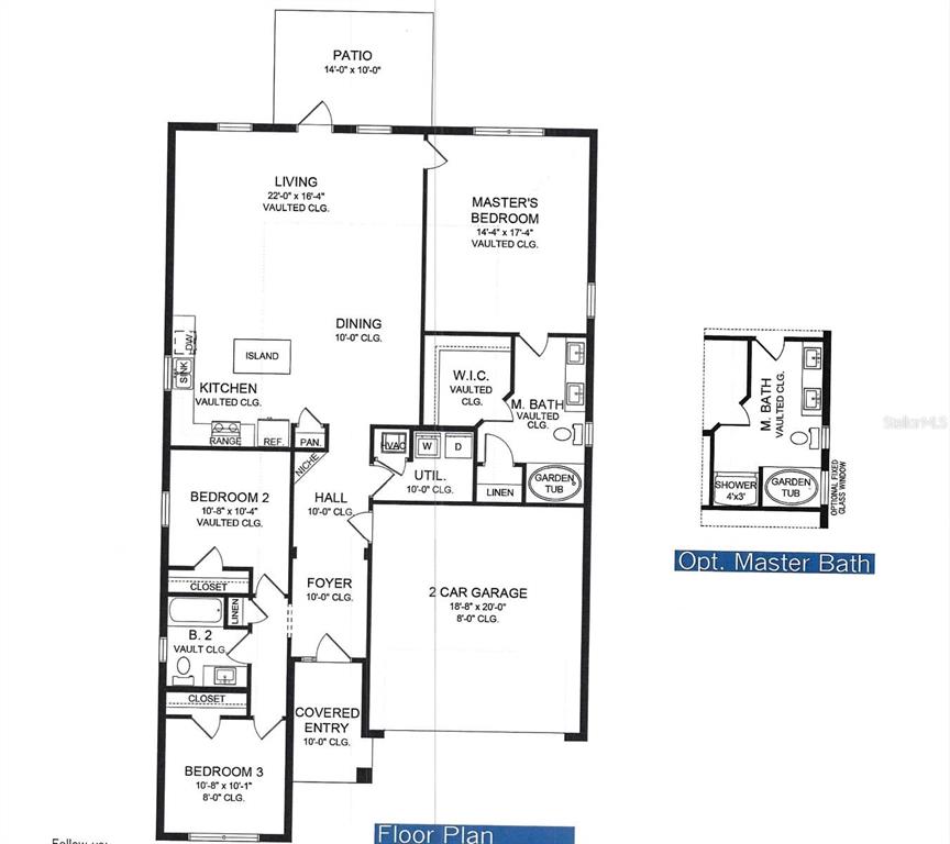 This is a floor plan for a three-bedroom house with a two-car garage — 2397 NW 23RD AVENUE, OCALA, FL