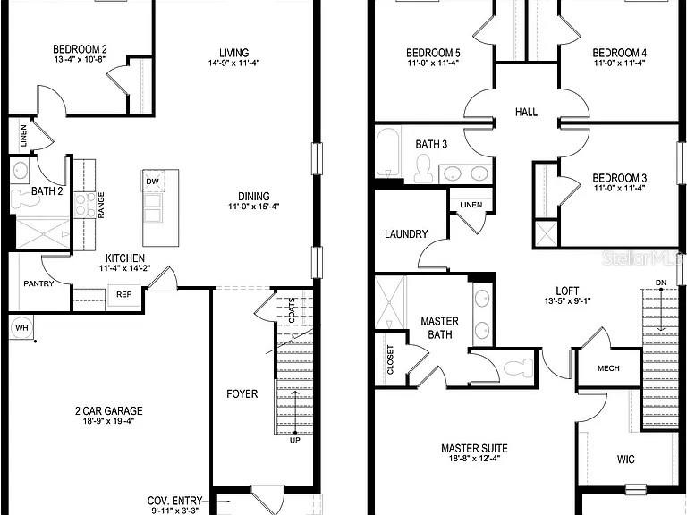 This is a two-story residential floor plan showing the layout of rooms and living spaces — 119 SW 2ND AVENUE, BOYNTON BEACH, FL