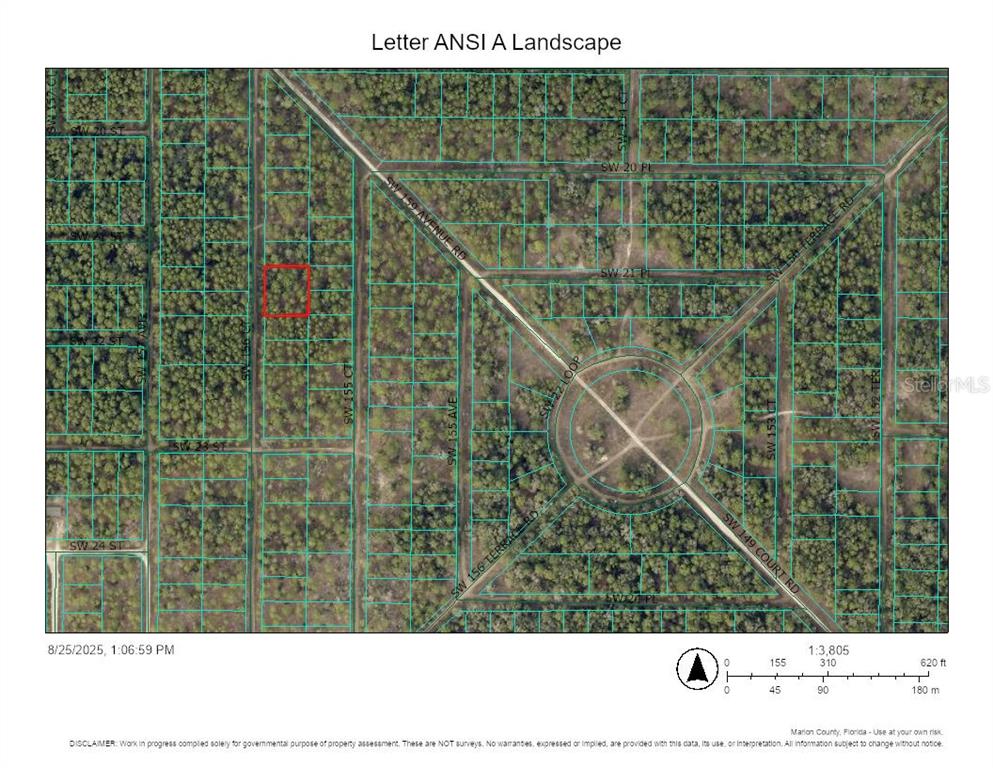This is a map showing a highlighted parcel of land in a wooded area — 0 SW 156TH COURT, OCALA, FL