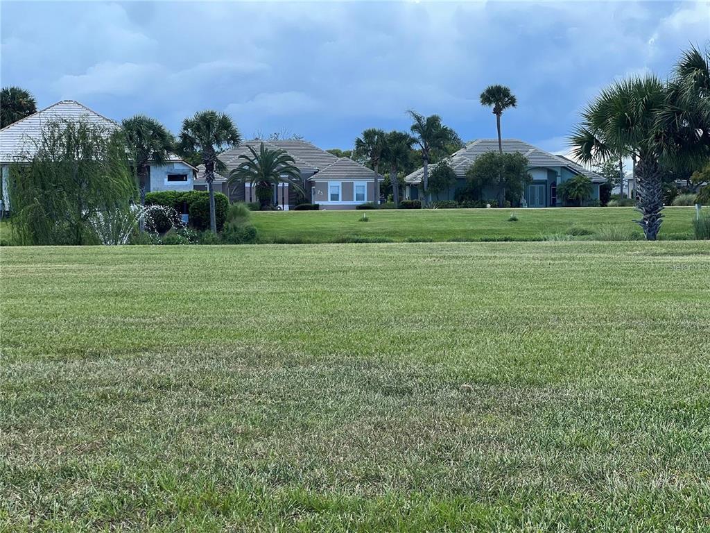 A grassy field in the foreground with houses and palm trees in the background — 108 LONGVIEW WAY N, PALM COAST, FL