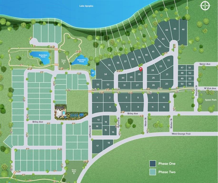 This is a site map showing the layout of a residential community near Lake Apopka — 514 N POLLARD STREET, OAKLAND, FL