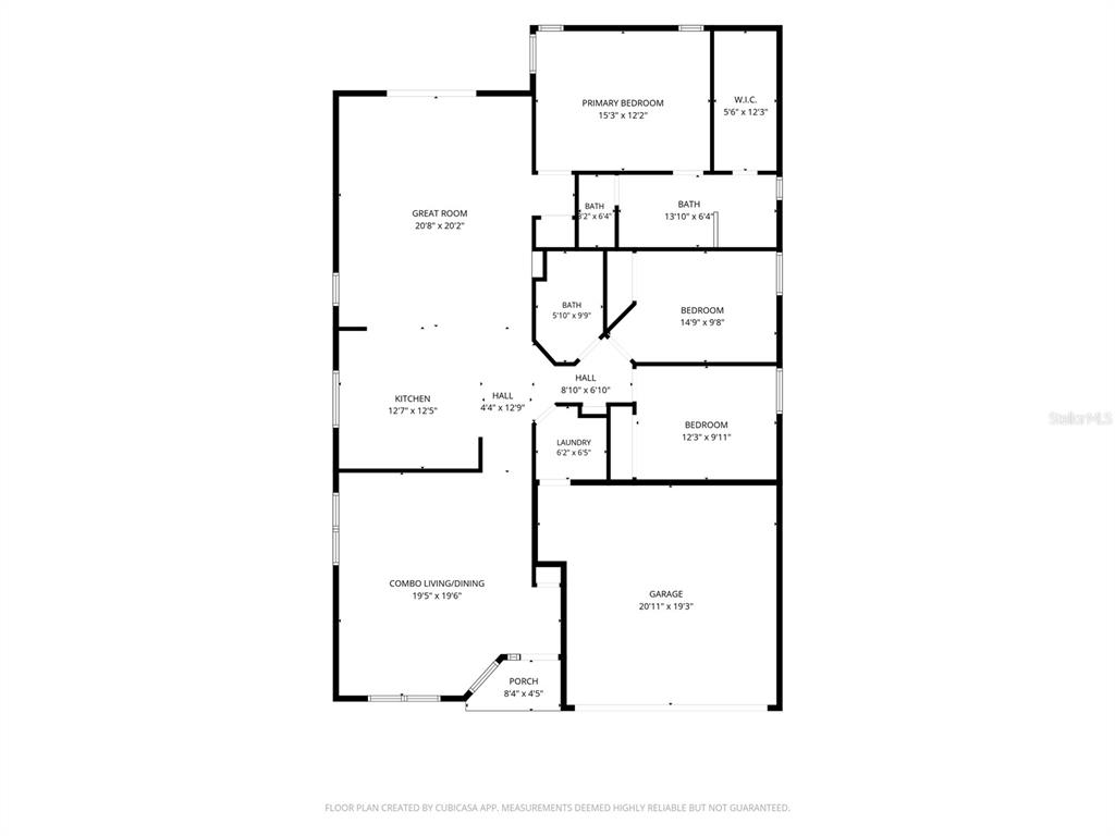 This is a floor plan showing a single-story house layout with three bedrooms and a garage — 30702 IVERSON DRIVE, WESLEY CHAPEL, FL