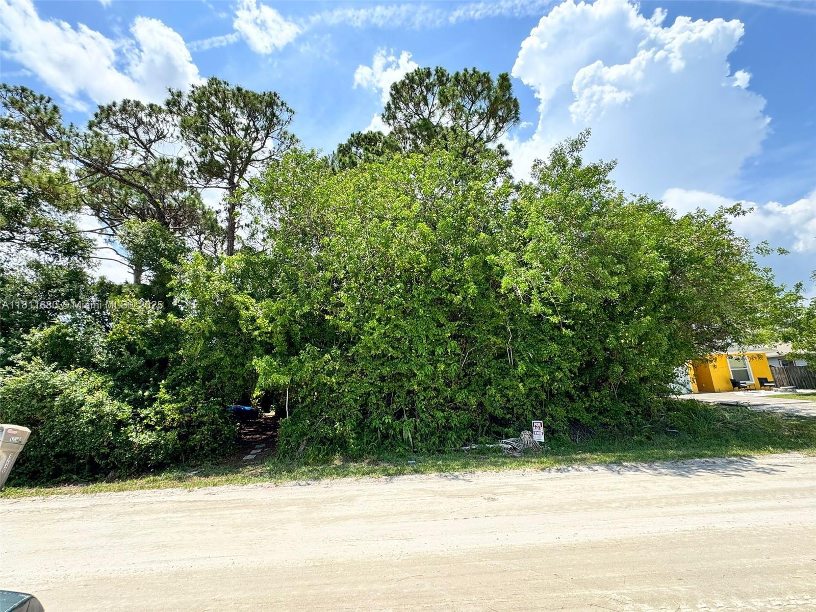 This is an aerial map showing a rectangular residential lot outlined in blue — 1225 SW 12th Ct SW, Vero Beach FL 32962, VERO BEACH, FL