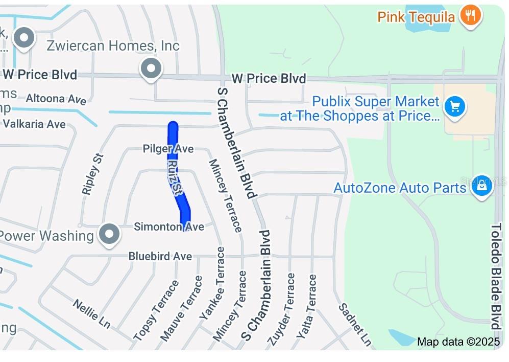 This is a map showing the location of a property near S Chamberlain Blvd — LOT 17 RUIZ STREET, NORTH PORT, FL
