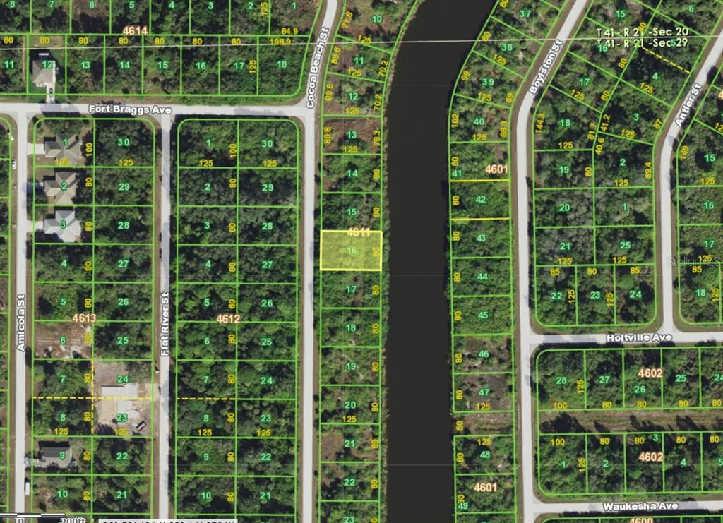 This is a property tax map showing parcel boundaries, street names, and lot numbers — 10160 COCOA BEACH STREET, PORT CHARLOTTE, FL