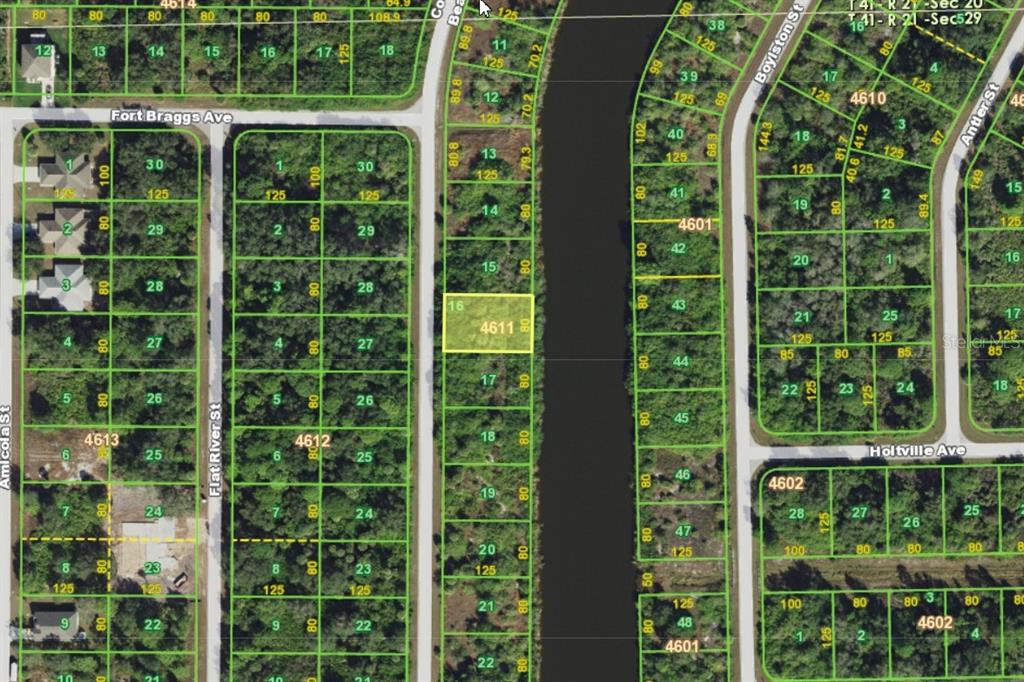 This is a map showing residential lot boundaries and street layouts in a neighborhood — 10160 COCOA BEACH STREET, PORT CHARLOTTE, FL