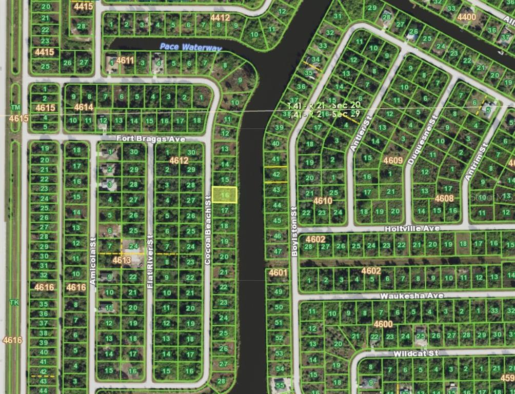 This is a map showing residential lots and streets in a suburban neighborhood — 10160 COCOA BEACH STREET, PORT CHARLOTTE, FL