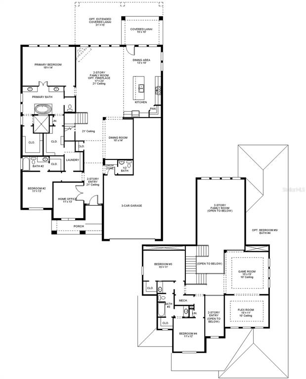 This is a two-story residential floor plan showing the layout of rooms and levels — 3518 PINTO LANE, BRADENTON, FL