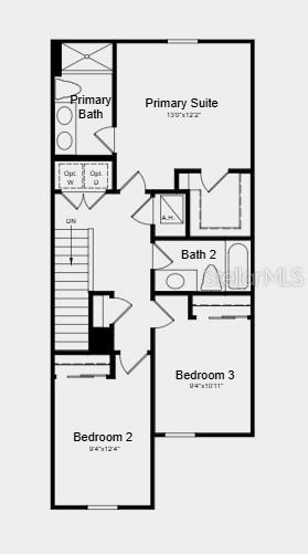 This is a floor plan of a residential second floor featuring three bedrooms and two bathrooms — 7195 GRAND FOREST WAY, NOKOMIS, FL