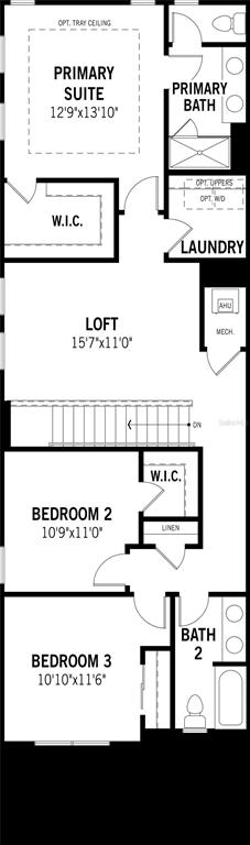 This is a floor plan of a three-bedroom residential home's second level — 8831 GINKO RUN, PARRISH, FL