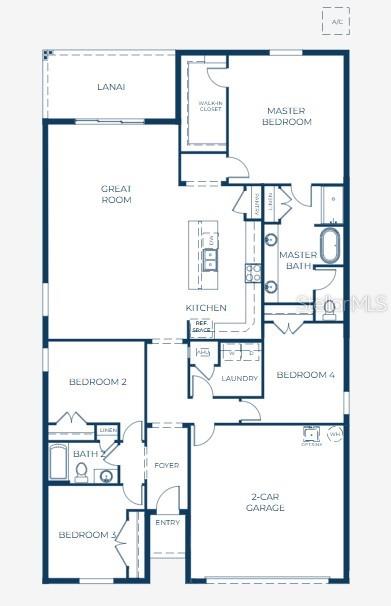 This is a floor plan for a single-story house with four bedrooms and a garage — 17663 NW 169TH PLACE, ALACHUA, FL