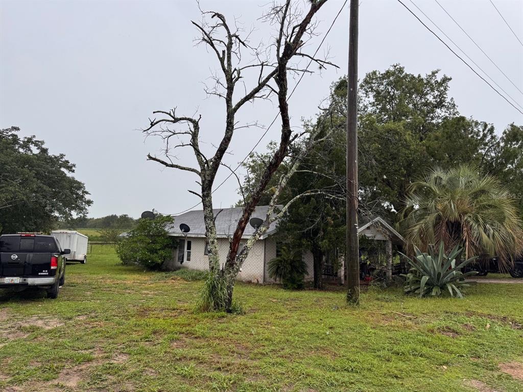 A single-story brick house sits behind a large, bare tree in a grassy yard — 4011 E ROBINSON DRIVE, HAINES CITY, FL