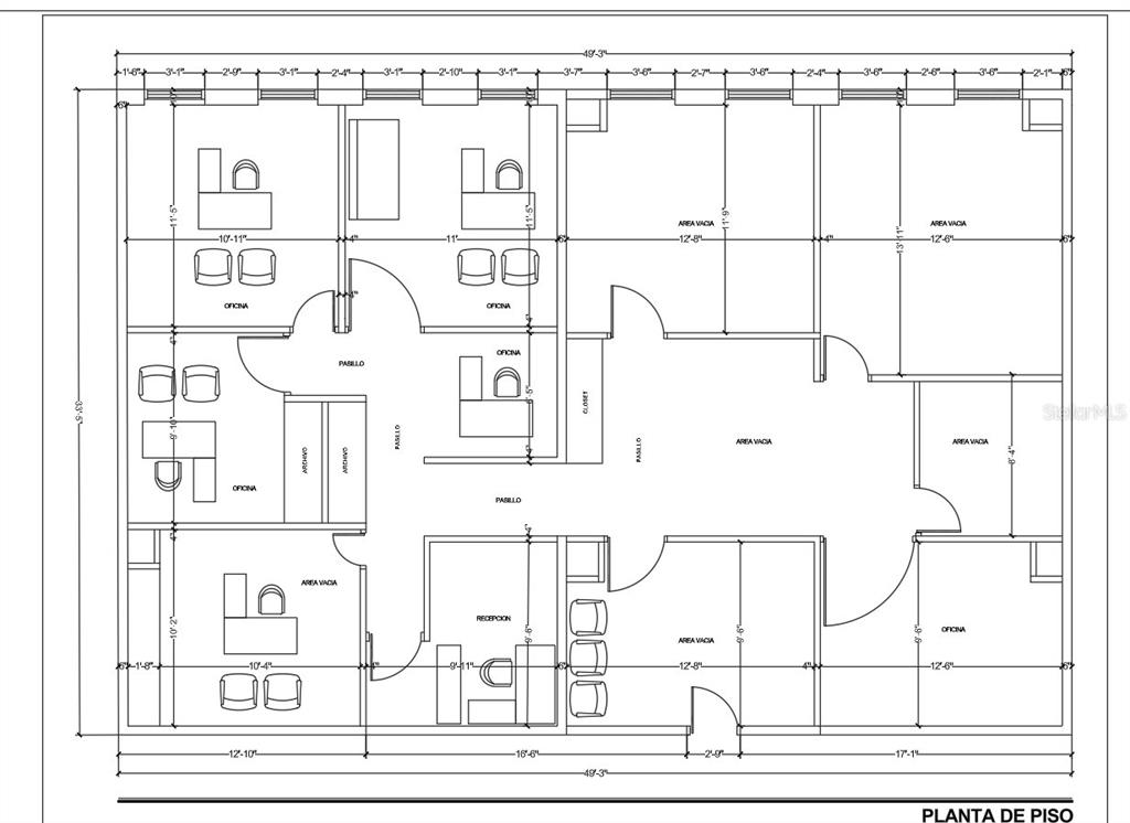 This floor plan shows the layout of an office space with multiple rooms and hallways — 421 MUÑOZ RIVERA AVE, SAN JUAN, PR