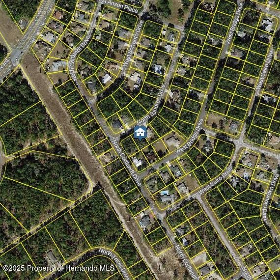 This is an aerial map showing residential property lots and streets in a neighborhood — 9996 N SANDREE DRIVE, CITRUS SPRINGS, FL