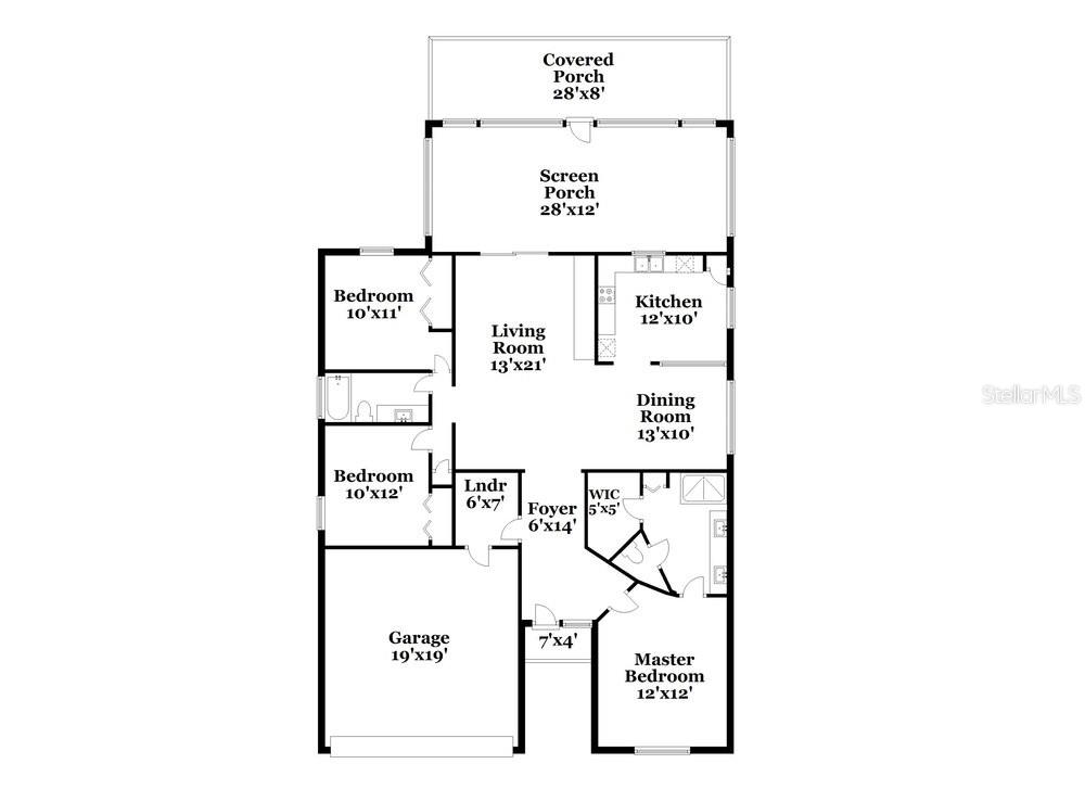 This is a floor plan of a single-story house with three bedrooms and a garage — 26808 HAVERHILL DRIVE, LUTZ, FL