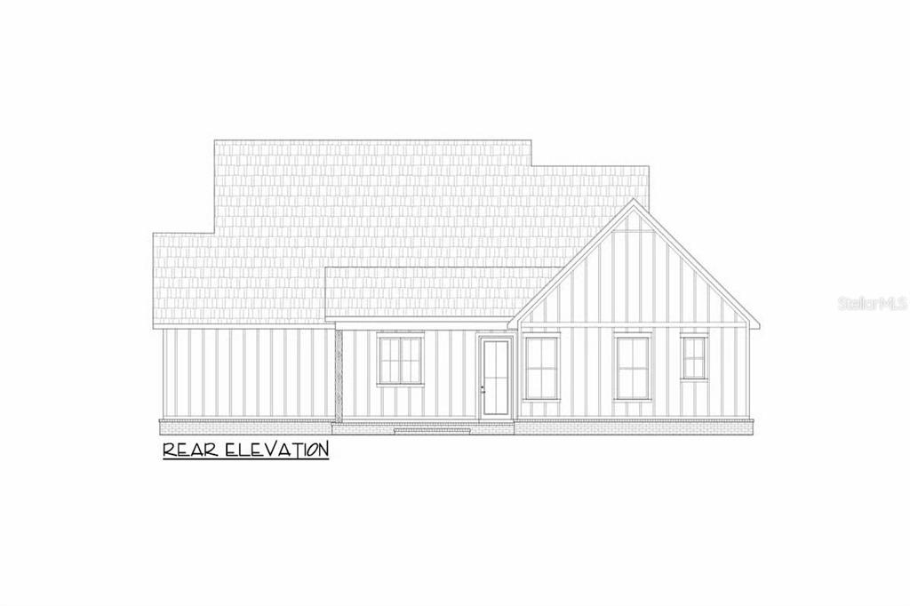 This is a black-and-white architectural rendering of a house's rear elevation — 39410 SPARKMAN ROAD, DADE CITY, FL