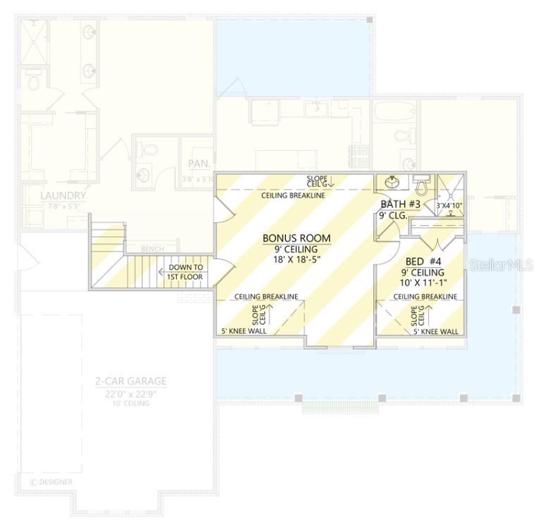 This floor plan shows an upper level with a bonus room, bedroom, and bathroom — 39410 SPARKMAN ROAD, DADE CITY, FL