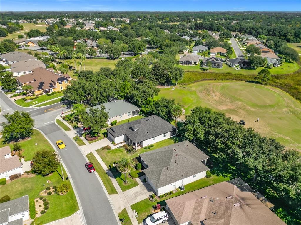 A single-story house with a beige stucco exterior, a two-car garage, and a palm tree — 3507 ARLINGTON RIDGE BOULEVARD, LEESBURG, FL
