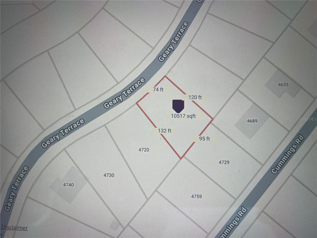 This is a property map showing a lot with dimensions and a total area of 10,517 square feet — GEARY TERRACE N, NORTH PORT, FL