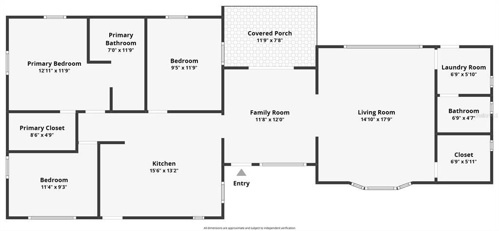 This is a floor plan showing a house layout with three bedrooms, a kitchen, and living areas — 38703 9TH AVENUE, ZEPHYRHILLS, FL