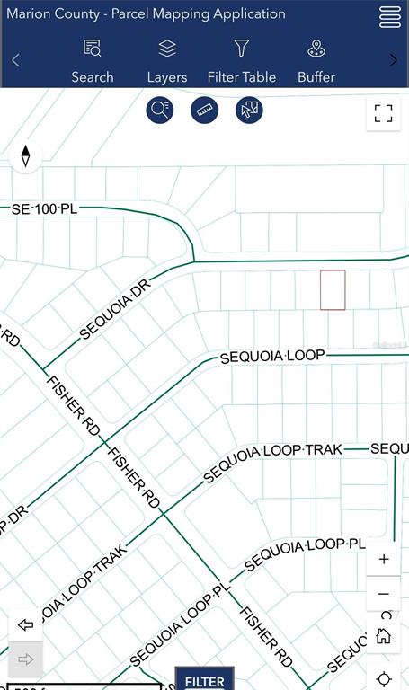 This is a digital map showing property parcel boundaries and street names in Marion County — 320 SEQUOIA DRIVE, OCKLAWAHA, FL
