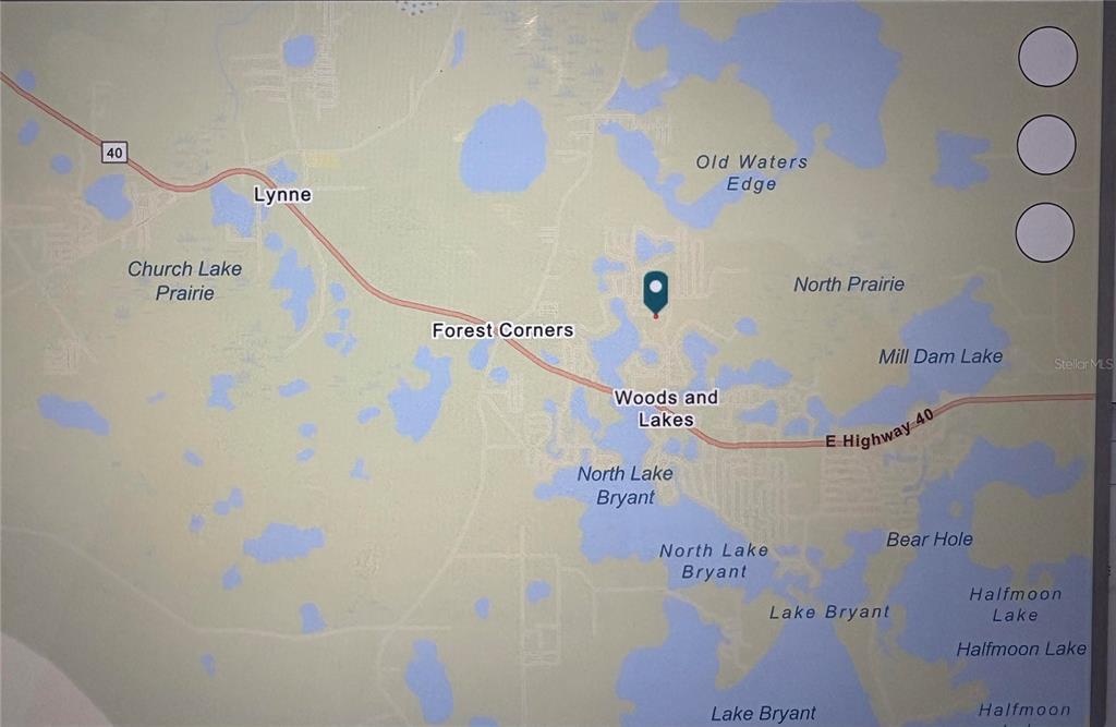 This is a map showing the location of a property near East Highway 40 — TBD Lot 58 SE 1ST LANE, SILVER SPRINGS, FL