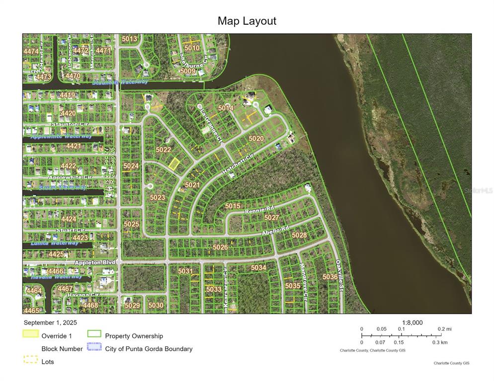 This is a map layout showing property lots and street names in a residential area — 10160 AMY TERRACE, PORT CHARLOTTE, FL