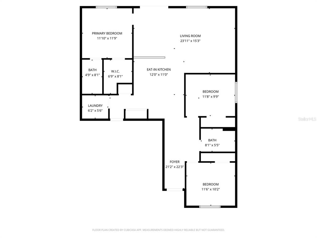 This is a floor plan for a three-bedroom apartment with a foyer and laundry room — 4323 NE 21ST AVENUE, CAPE CORAL, FL