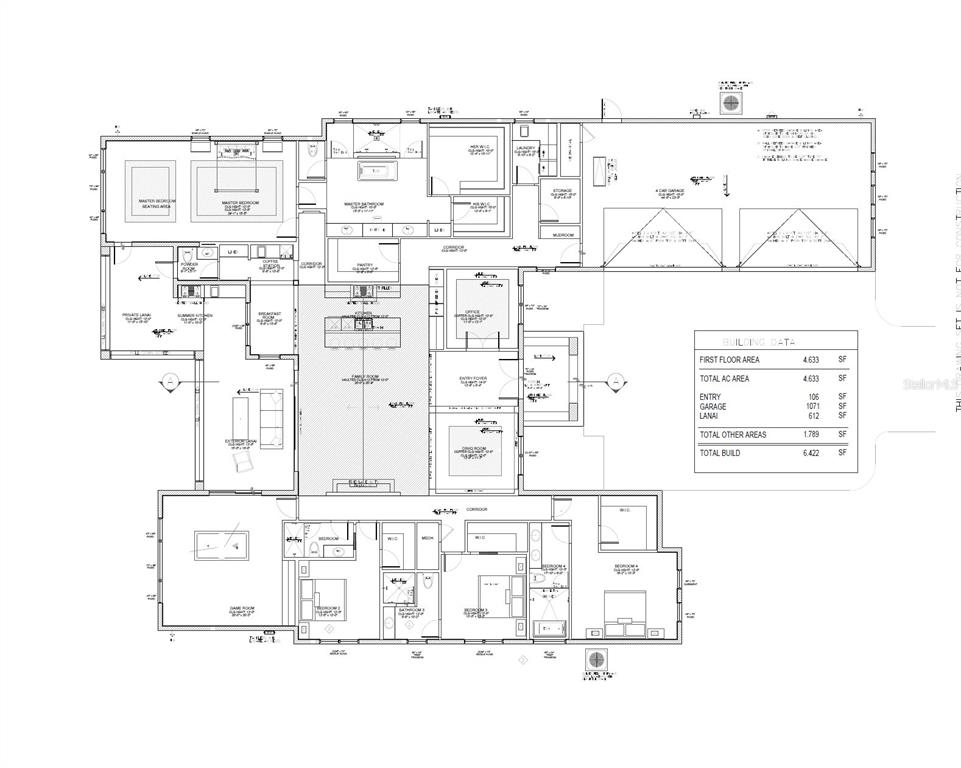 This is a floor plan for a large single-story residential home with a four-car garage — 17144 PHIL C PETERS ROAD, WINTER GARDEN, FL
