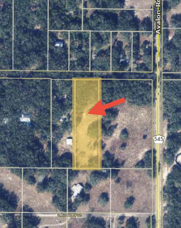 This aerial map shows a rectangular, highlighted plot of land located near a road — 17144 PHIL C PETERS ROAD, WINTER GARDEN, FL