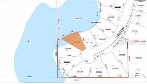 This is a property plat map showing a highlighted lot bordering a lake — 103 LAKE VIEW TERRACE, CRESCENT CITY, FL