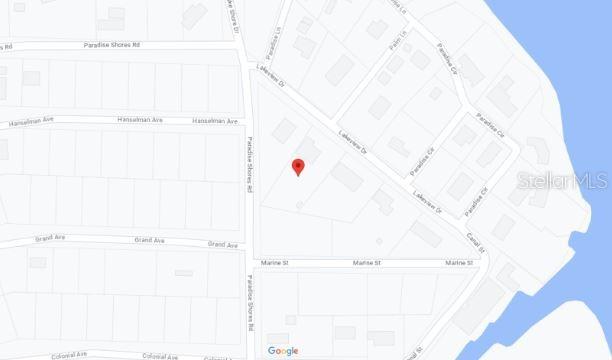This is a map showing the location of a property marked with a red pin — 103 LAKE VIEW TERRACE, CRESCENT CITY, FL