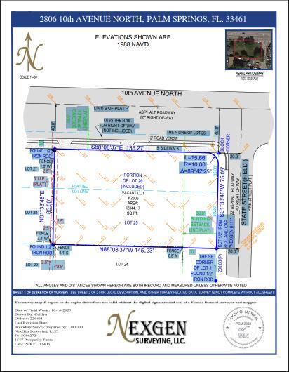 This is a land survey map showing the property boundaries and dimensions of a vacant lot — 2806 10th Avenue N, Lake Worth FL 33461, LAKE WORTH, FL