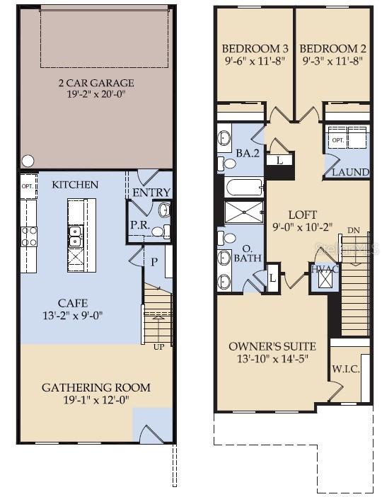 This floor plan shows a two-story home with a garage, kitchen, and bedrooms — 10682 EVENING STAR STREET, ORLANDO, FL
