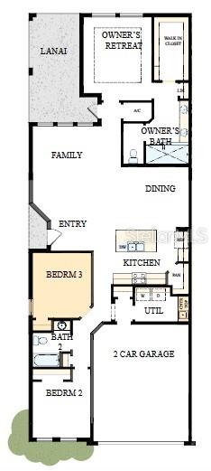 This is a floor plan for a single-story home with three bedrooms and a two-car garage — 2836 MARRAKESH LANE, SARASOTA, FL