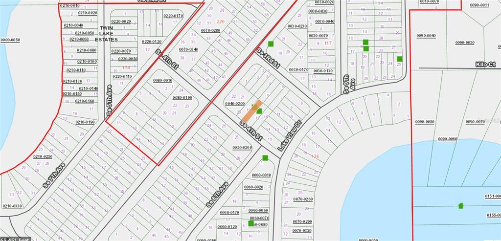 This is a map showing property parcel boundaries and street names in a residential neighborhood — XX SE 4TH ST, INTERLACHEN, FL