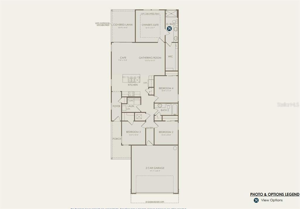 This image is a floor plan for a single-story home with four bedrooms and a garage — 5811 SILVERSIDE PINE COURT, LAKEWOOD RANCH, FL