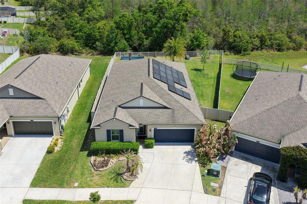 A single-story house with a blue garage door, beige stucco exterior, and front landscaping — 21922 CREST MEADOW DRIVE, LAND O LAKES, FL