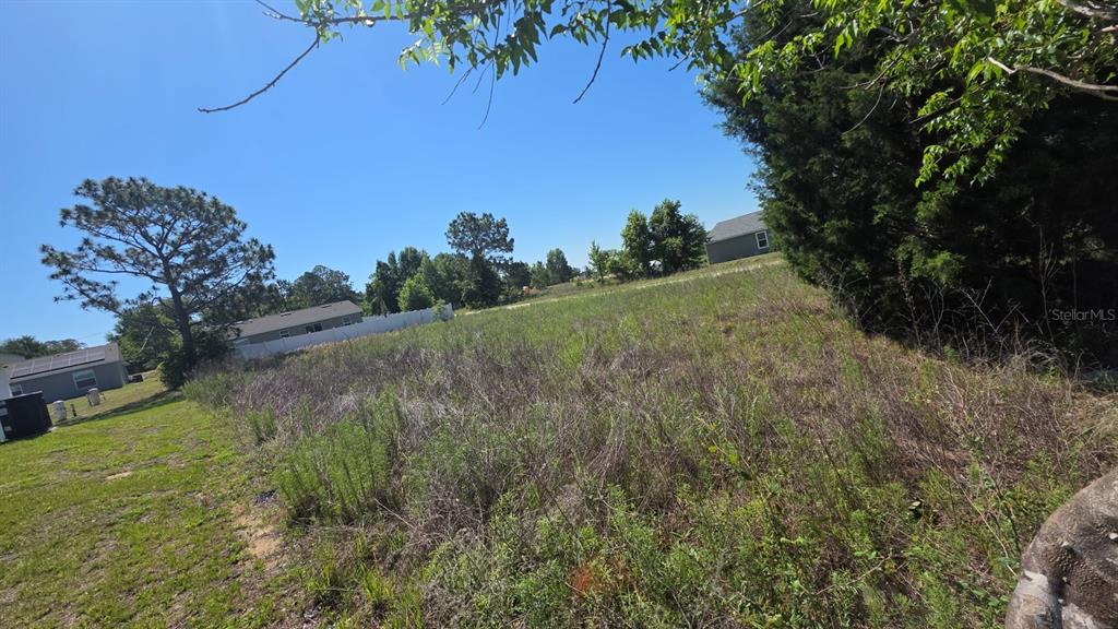 A vacant, grassy lot with trees and neighboring houses under a clear blue sky — SW 149TH TERRACE, OCALA, FL