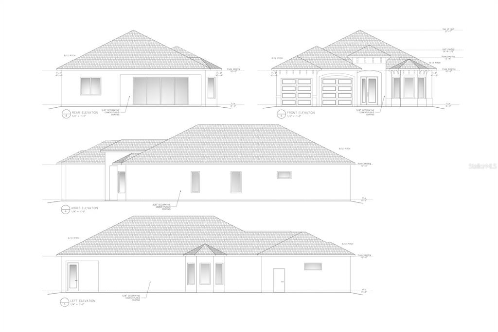 This architectural rendering shows the four exterior elevations of a single-story residential home — 1006 JONES STREET, CLEARWATER, FL