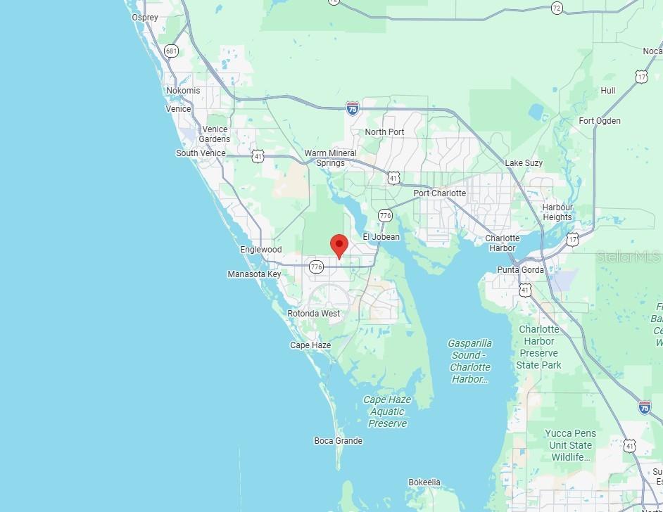 This is a map showing the location of a property in Florida — 11378 ZOLA AVENUE, PORT CHARLOTTE, FL