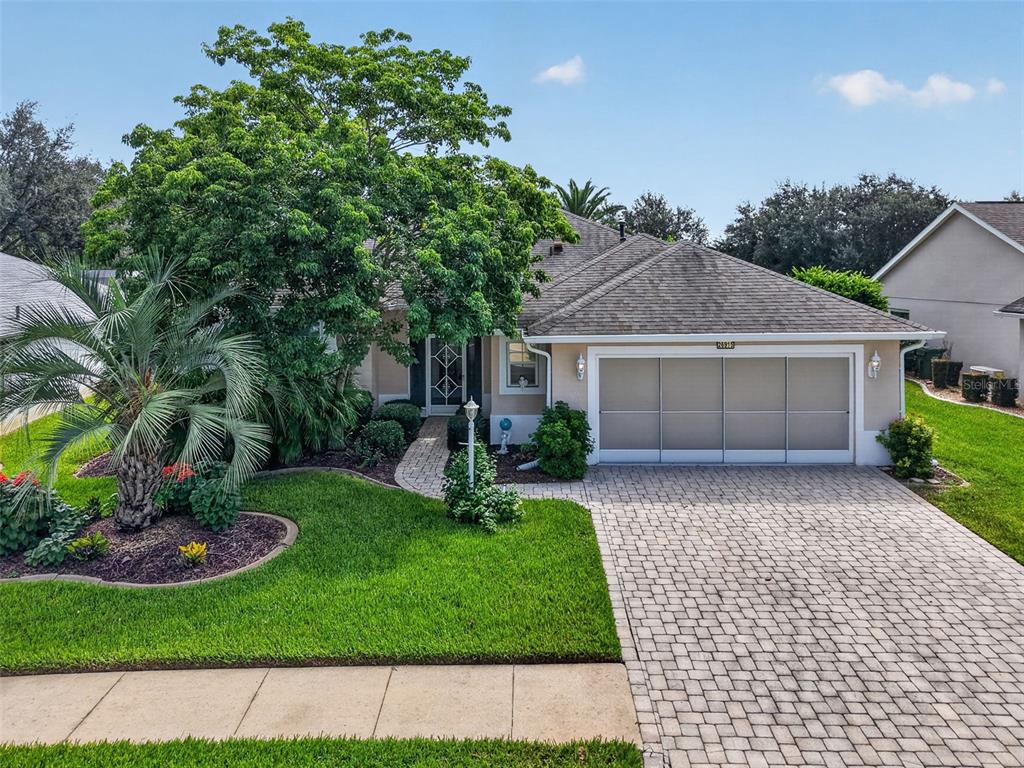 A single-story house with a paved driveway, a large tree, and a palm tree — 26915 HONEYMOON AVENUE, LEESBURG, FL