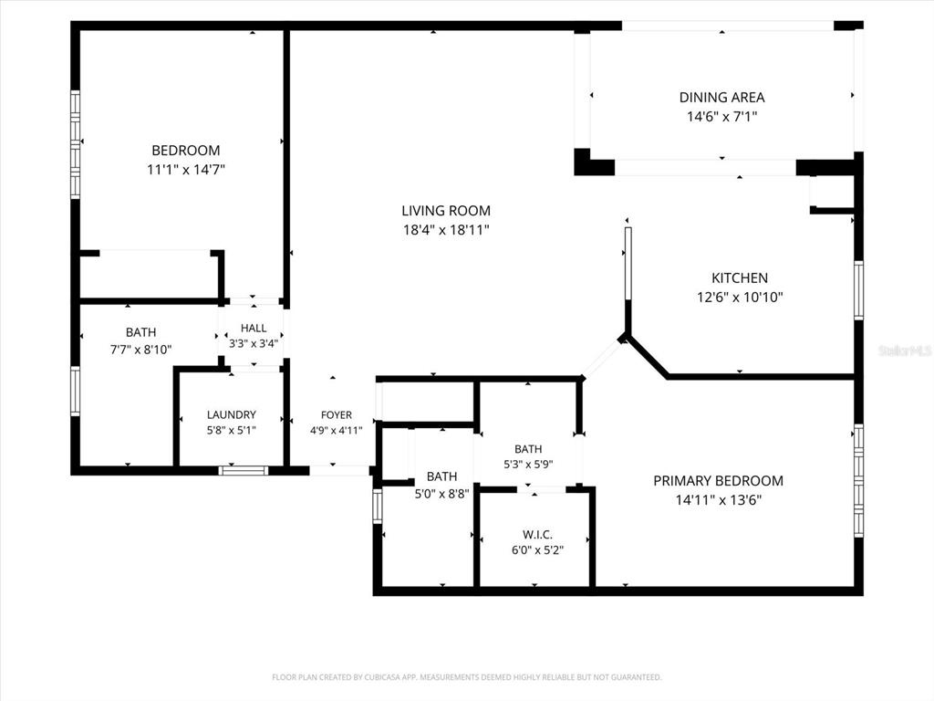 This is a floor plan showing the layout of a two-bedroom apartment — 813 MONTROSE DRIVE UNIT 102, VENICE, FL