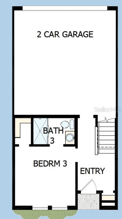 This floor plan shows a ground level with a two-car garage, bedroom 3, and bathroom 3 — 466 31ST WAY N UNIT 9, ST PETERSBURG, FL