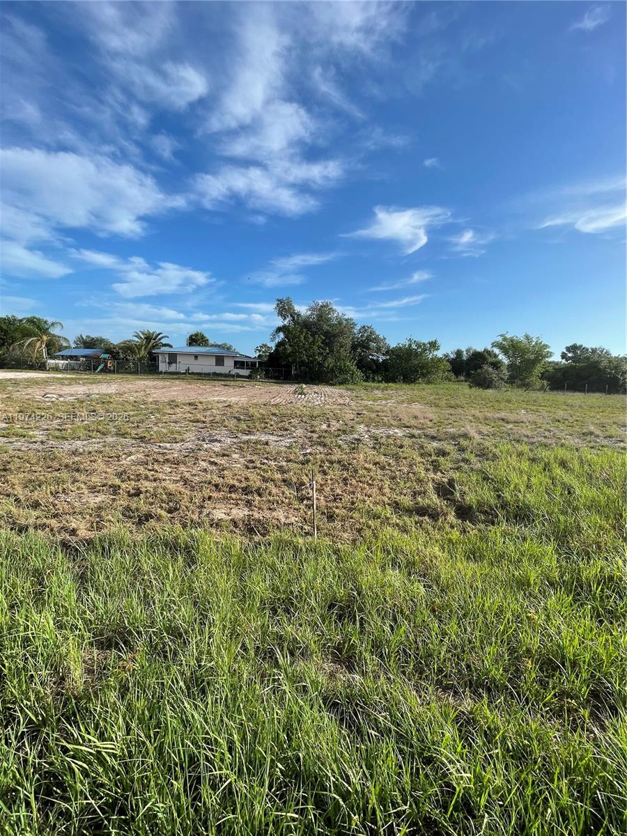 A large, flat, grassy lot with a house visible in the background under a blue sky — 615 N Brida Street, Clewiston FL 33440, CLEWISTON, FL