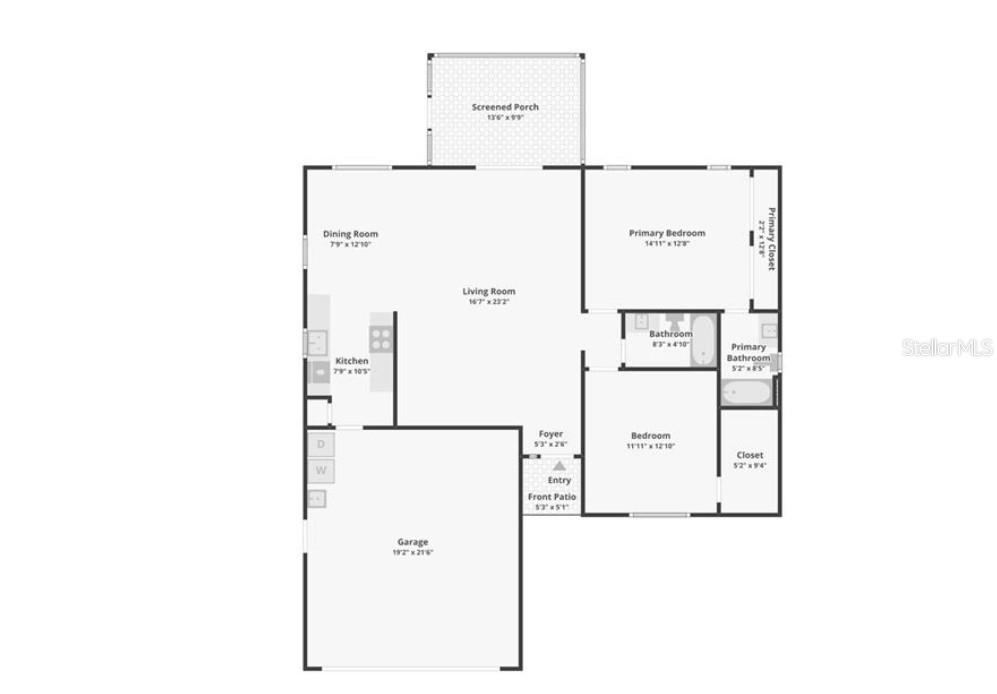 This is a floor plan of a house featuring a garage, kitchen, living area, and bedrooms — 304 BRIGADOON CIRCLE, LEESBURG, FL